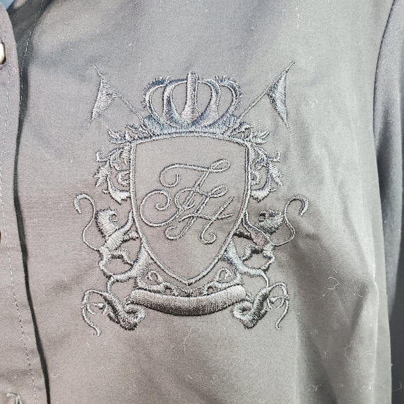 Tommy Hilfiger Black Embroidered Button Up Shirt - Picture 5 of 8